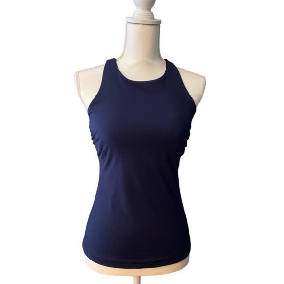 Athleta Women Maldives Swim Tankini Blue Swim Tank UPF 50+ Beach Vacation 32 B/C - Picture 4 of 6